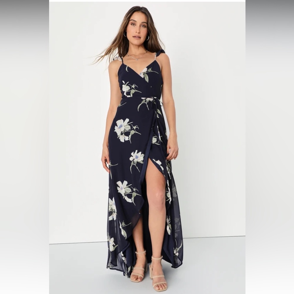 Lulu’s Navy Floral Wrap Dress